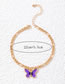 Fashion Gold Alloy Drop Oil Butterfly Single Layer Anklet