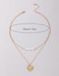 Fashion Gold Alloy Round Rice Bead Double Layer Necklace