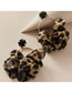Fashion Leopard Print Fabric Leopard-print Geometric Earrings