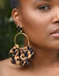 Fashion Leopard Print Fabric Leopard-print Geometric Earrings