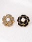 Fashion Gold Alloy Diamond Set Pearl Camellia Asymmetric Stud Earrings