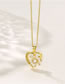 Fashion Gold Titanium Steel Inlaid Zirconium Flower Heart Necklace