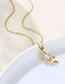Fashion Gold Stainless Steel Zirconium Heart Bow Necklace