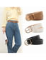 Fashion Khaki Pu Square Buckle Leather Wide Belt