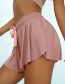 Fashion Claret Polyester Lace Up Fake Two Piece Breathable Shorts