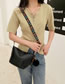 Fashion Stone Pattern Black Large-capacity Printed Shoulder Strap Cross Bag In Lychee Pattern