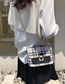 Fashion Grey Pu Metal Buckle Check Flap Crossbody Bag
