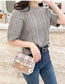 Fashion Grey Pu Metal Buckle Check Flap Crossbody Bag