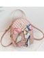 Fashion Pink Large Capacity Backpack With Pu Print Silk Scarf
