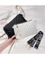 Fashion Black Pu Wavy Embroidery Thread Messenger Bag
