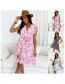Fashion Pink Flower Geometric Print V-neck Sleeveless Dress
