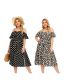 Fashion Black Polka Dots Geometric Print One-shoulder Dress
