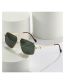 Fashion Gold Frame Dark Green Sheet Pc Double Bridge Sunglasses