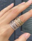 Fashion Silver Copper Set Zircon Geometric Ring