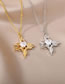 Fashion Platinum 2 Brass Set Heart Zirconium Pleated Cross Necklace