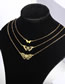 Fashion Platinum Titanium Steel Cutout Butterfly Layered Necklace
