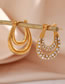 Fashion Gold Color Titanium Steel Inlaid Zirconium Hollow Earrings