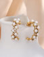 Fashion Gold Color Stainless Steel Gold Plated Diamond And Pearl Earrings