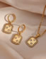 Fashion Earrings Stainless Steel Gold Plated Star Square Earrings