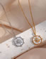 Fashion Gold Color Titanium Steel Set With Zirconium Shell Octagram Necklace