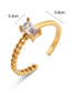 Fashion Gold Color Stainless Steel Gold Plated Square Zirconium Chain Ring