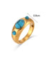 Fashion Blue Turquoise Stainless Steel Cat Eye Geometric Ring