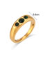 Fashion Gold Color Three Zirconium Flat Face Ring In Stainless Steel