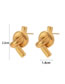 Fashion Gold Color Stainless Steel Brushed Knotted Button Stud Earrings