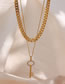 Fashion Heart Inlaid Zirconium Threaded Key Pendant Necklace Titanium Diamond Key Necklace