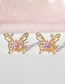 Fashion Rose Gold Bronze Zirconium Butterfly Stud Earrings