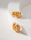 Fashion Gold Copper Gold Plated Zirconium Geometric Leaf Earrings