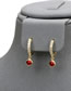 Fashion Red Brass Diamond Round Earrings