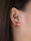 Fashion D Red Brass Diamond Drip Oil Round Earrings