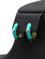 Fashion F Black Brass Diamond Drip Oil Round Earrings