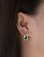 Fashion Green Water Drop Gold Plated Copper Drop Earrings With Diamonds