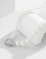 Fashion Silver Faux Pearl Beaded Geometric Ot Buckle Necklace