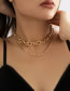 Fashion Silver Metal Geometric Cutout Chain Double Necklace