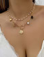Fashion Gold Pearl Beaded Pentagram Love Angel Round Double Layer Necklace