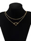 Fashion Silver Alloy Chain Hollow Heart Double Layer Necklace