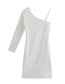 Fashion White Solid Color One Shoulder Dress