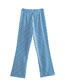 Fashion Blue Printed Geometric Straight-leg Trousers