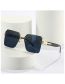 Fashion Rice Frame Tea Blue Slices Metal Square Large Cut-edge Sunglasses