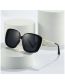 Fashion Beige Frame Gray Sheet Pc Square Large Frame Sunglasses