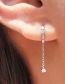 Fashion Silver Brass Diamond Tassel Round Earrings