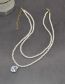 Fashion White Pearl Beaded Drop Diamond Double Necklace