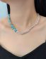 Fashion 01 Necklace Turquoise Fragmented Silver Panel Beaded Necklace