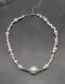 Fashion 2# Broken Silver Pearl Panel Beaded Necklace