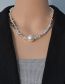 Fashion Light Blue Alloy Crushed Silver Beaded Ball Double Necklace