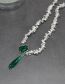Fashion Green Metal Geometric Irregular Fragmented Silver Green Diamond Necklace