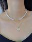Fashion White Pearl Beaded Rose Double Necklace